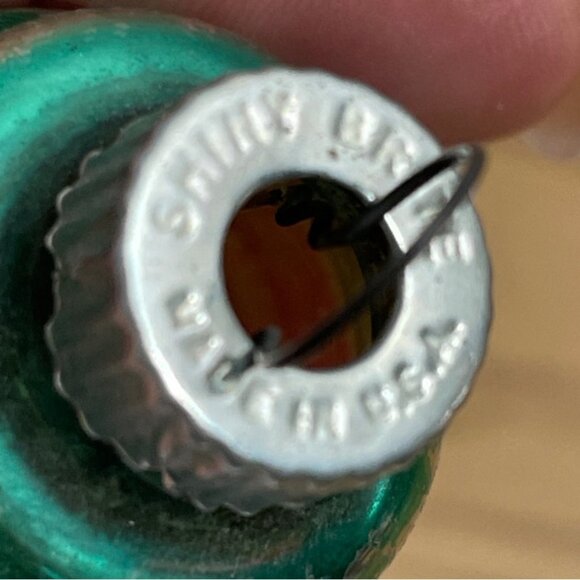 Vtg Shiny Brite Glass Christmas Ornaments Set Of 2 w Snowman And Striped Designs - Picture 7 of 9